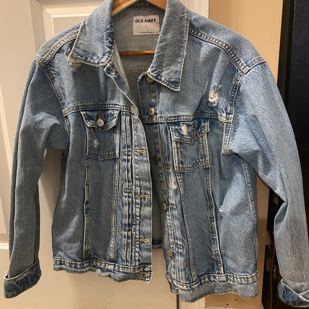 never worn distressed womens old navy jean jacket